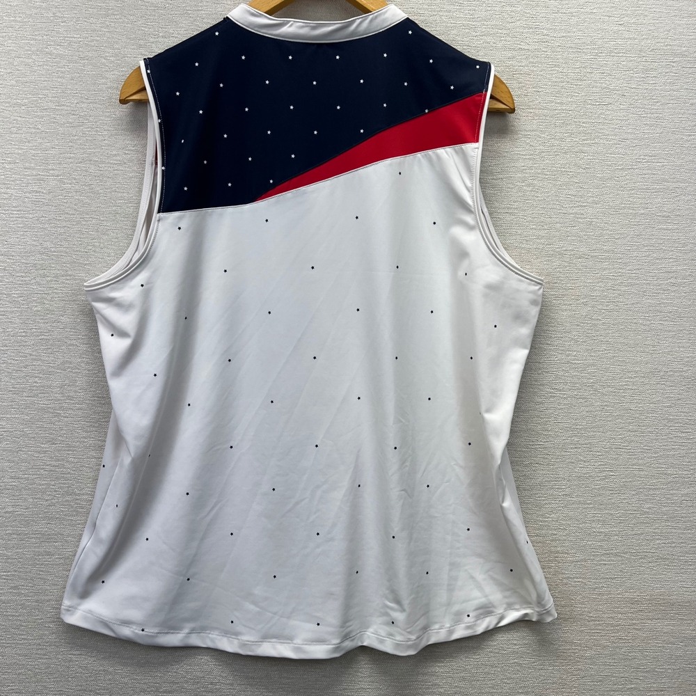 Lady Hagen Golf Polo Women XXL Quarter Zip Sleeveless Patriotic Stars Colorblock - Picture 8 of 8